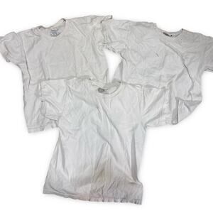Lot of 3 White T-Shirts Hanes & Fruit of the Loom